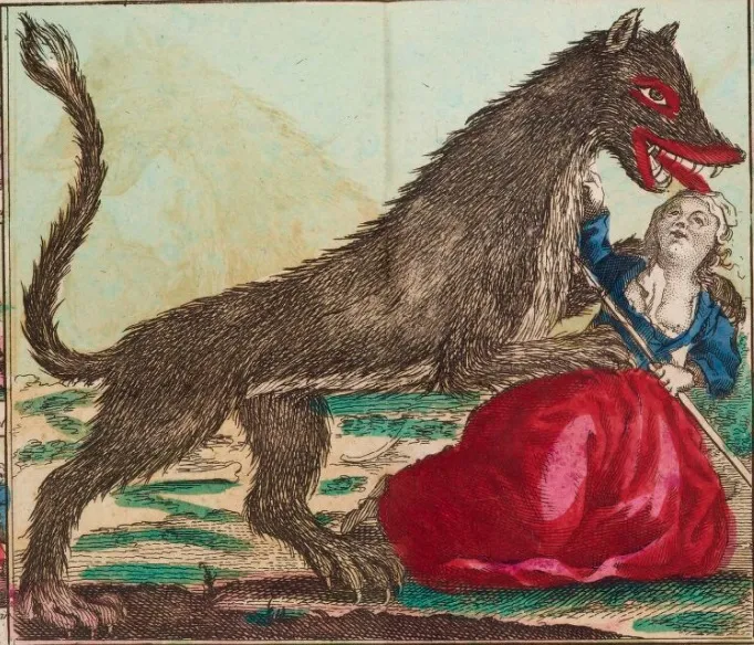 La Bête combattue par Marie-Jeanne Vallet, gravure vers 1765.