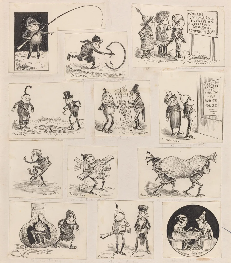 « Brownies at Home », douze vignettes de Palmer Cox, vers 1893 (National Gallery of Art).