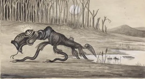 Bunyip, aquarelle de Gerald Markham Lewis, 1935.