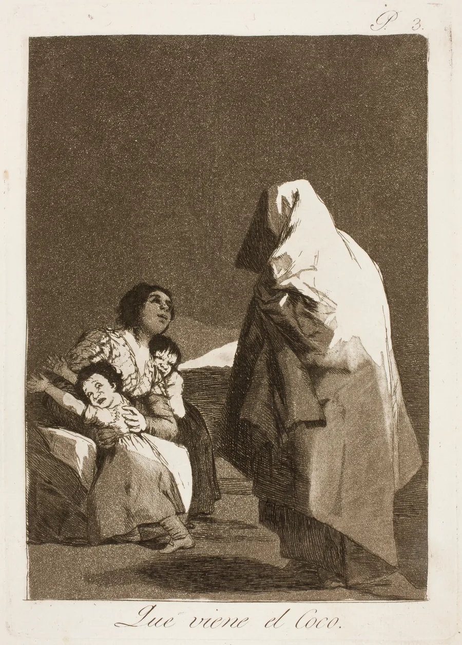 Que viene el Coco (Voici le croque-mitaine), Francisco de Goya, Caprice no 3, 1799.