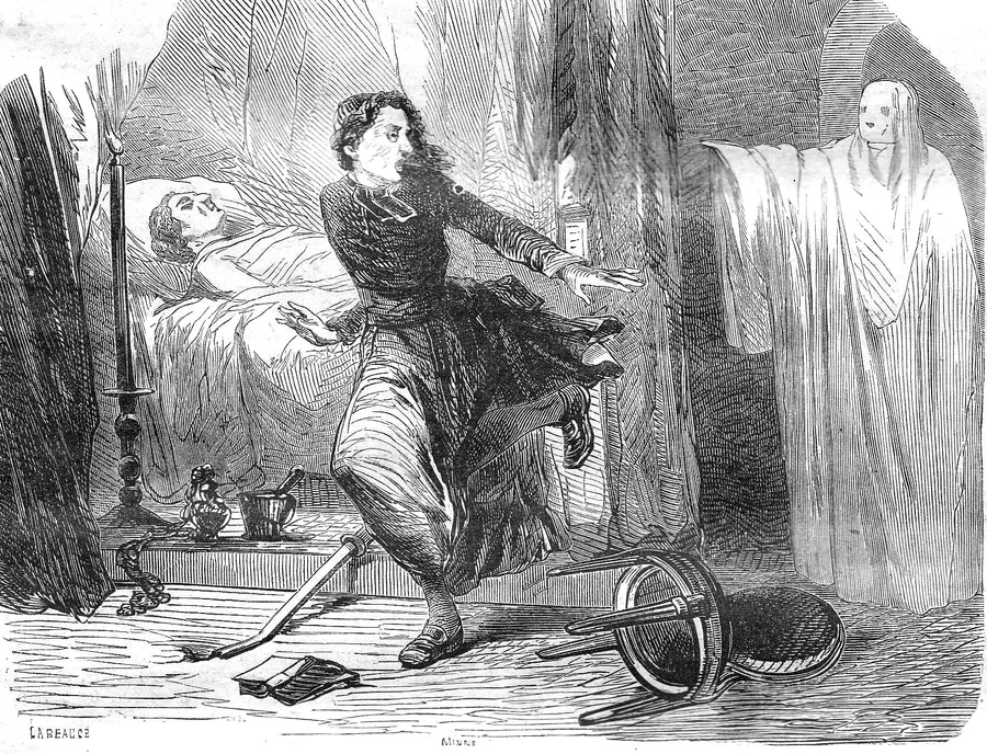 Apparition spectrale illustrant un roman-feuilleton, La Lecture, journal de romans, 1857.