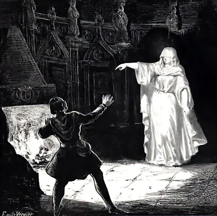 Illustration d'Émile Vernier pour La Dame blanche, l'opéra qui porta la légende à la scène au XIXe siècle.