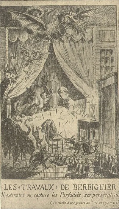 Planche tirée des Farfadets, ou Tous les démons ne sont pas de l'autre monde, de Berbiguier de Terre-Neuve du Thym, 1821.