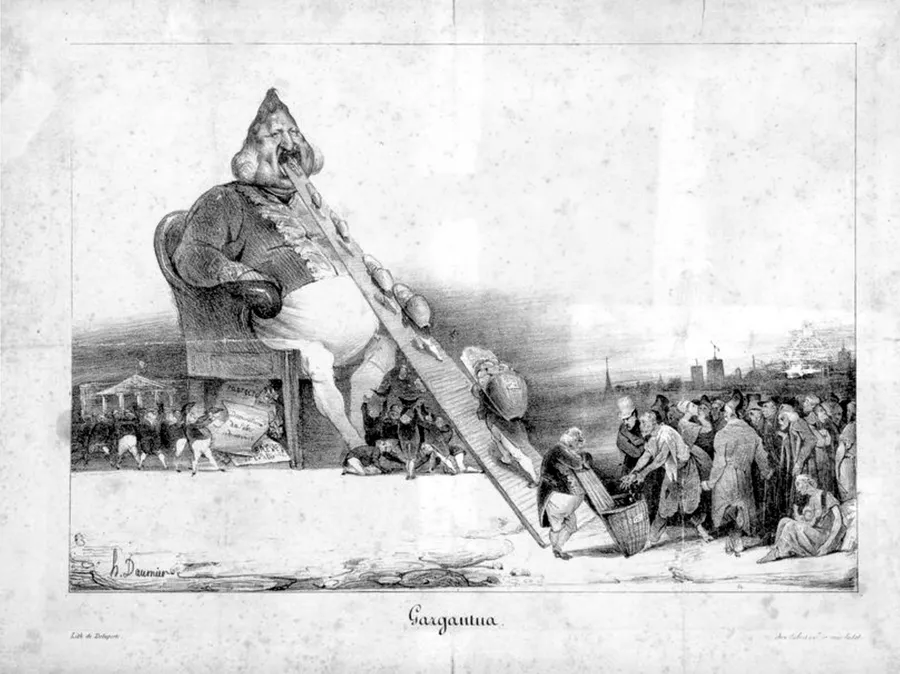 Gargantua, lithographie satirique d'Honoré Daumier, 1831, qui valut un procès à son auteur.