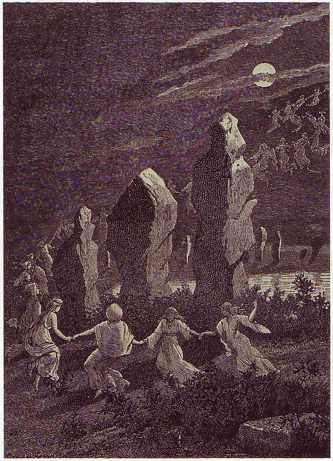 « La danse des korriganes », dessin de L. Dalliance, 1887.