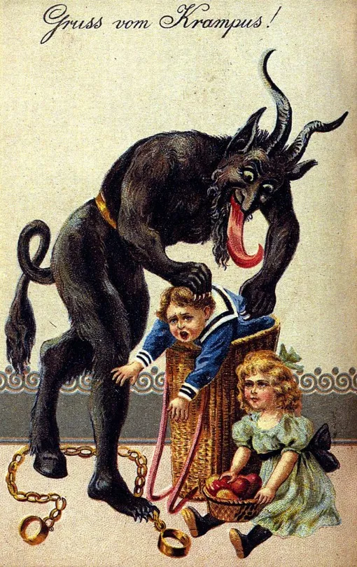 Carte postale « Gruss vom Krampus » (salutations du Krampus), années 1900.