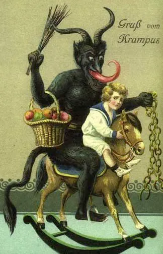 Carte postale autrichienne de Krampus, vers 1900.