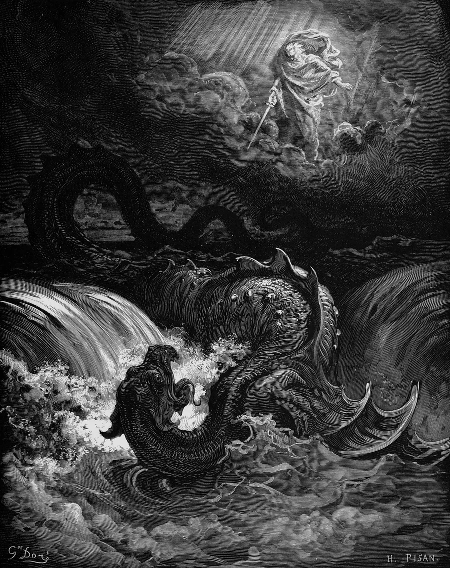 La destruction du Léviathan, gravure de Gustave Doré, 1865.
