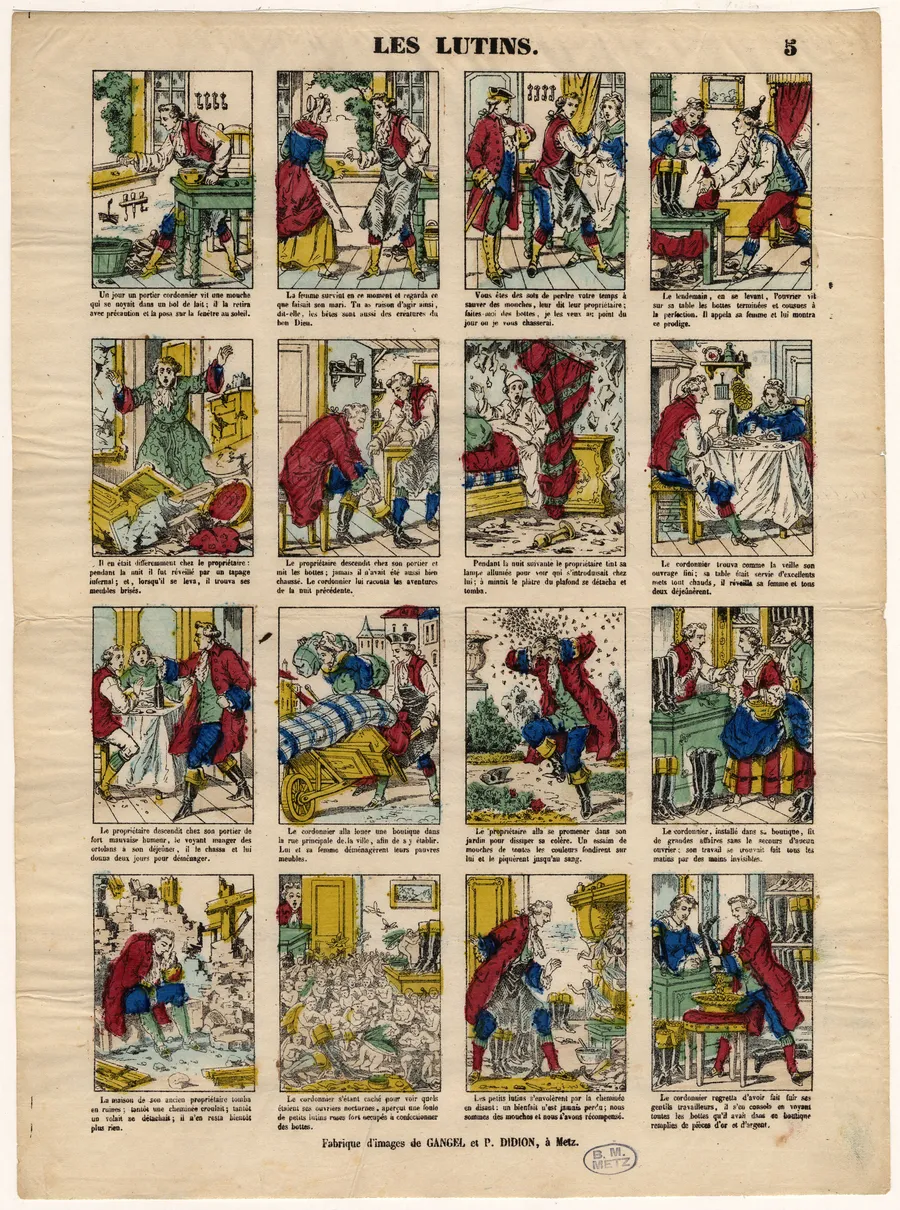 Les Lutins, feuille d'imagerie populaire de Gangel et Didion, vers 1858-1861.