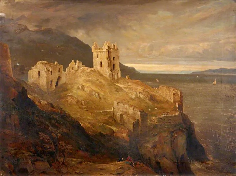 Le château d'Urquhart sur le Loch Ness, aquarelle de Hugh William Williams, début du XIXe siècle (National Galleries of Scotland).