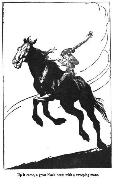 Le pooka et le cheval, illustration de Willy Pogány pour « The King of Ireland's Son » de Padraic Colum, 1916.