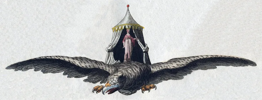 Le Roc figuré parmi les êtres fabuleux du Bilderbuch für Kinder de Friedrich Justin Bertuch, 1806.