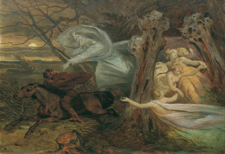 Der Erlkönig (Le Roi des Aulnes), huile de Moritz von Schwind, vers 1830 (Galerie du Belvédère, Vienne).