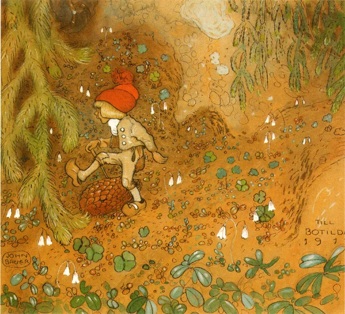 Illustration de John Bauer pour « Trollen och tomtepojken » d'Alfred Smedberg, parue dans le recueil « Bland tomtar och troll » en 1909.