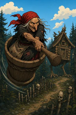 Baba Yaga, créature du folklore (Russie)