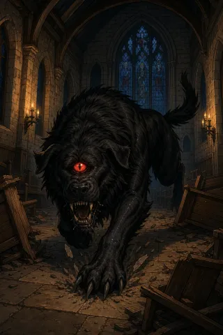 Black Shuck, créature du folklore (Est-Anglie)
