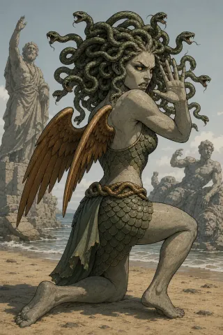 Gorgone, créature du folklore (Confins de l'Océan)