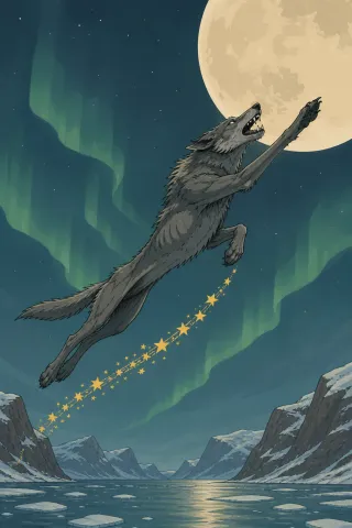 Hati, créature du folklore (Scandinavie, ciel de nuit)