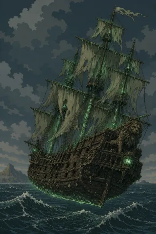 Le Hollandais volant, créature du folklore (Mer du Nord)