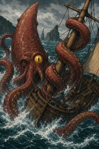 Kraken, créature du folklore (Mer de Norvège)