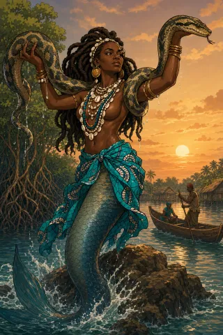 Mami Wata, créature du folklore (Golfe de Guinée)
