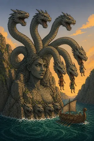 Scylla, créature du folklore (Détroit de Messine)