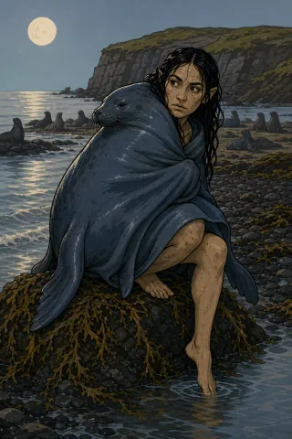 Selkie, créature du folklore (Orcades, estran)