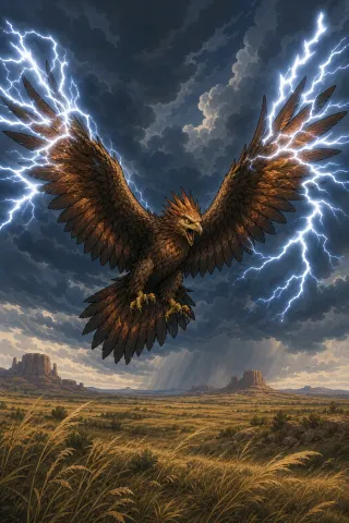 Oiseau-tonnerre, créature du folklore (Grandes Plaines)