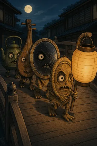 Cortège des Tsukumogami, créature du folklore (Japon)